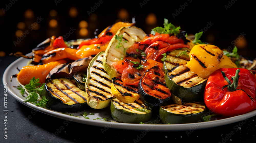 Grilled vegetables. selective focus. Generative AI, Grilled vegetables. selective focus. Generative AI,
