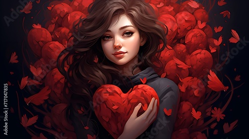 Herzensangelegenheit – Porträt einer jungen Frau mit Herzen