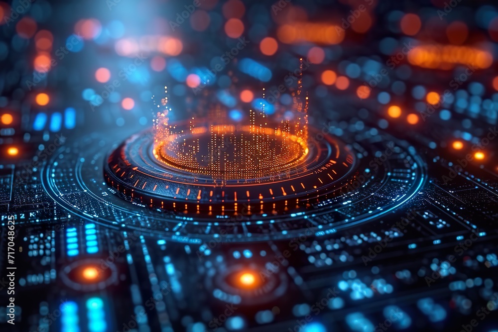 Technical financial graph on hi tech, mechanical technology modern ...