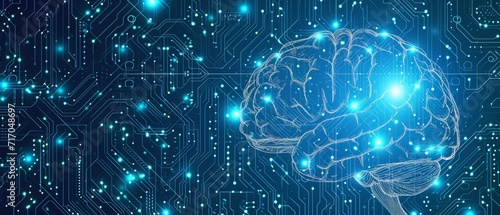 an electronic brain based on a circuit board Generative AI photo