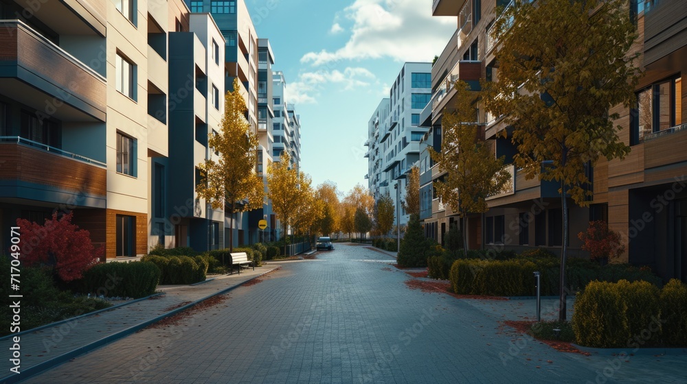 Fototapeta premium Modern residential buildings and street