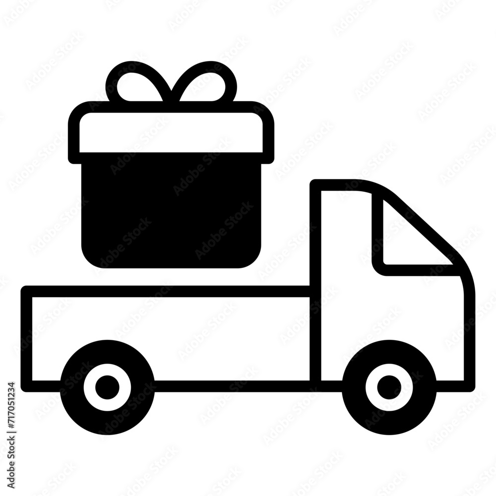 Gift Truck solid glyph icon