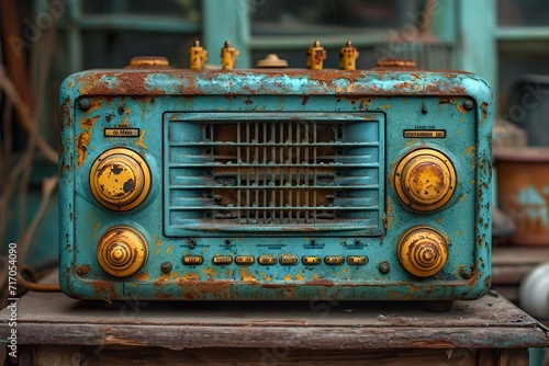 Vintage filteturquoise of old retro radio