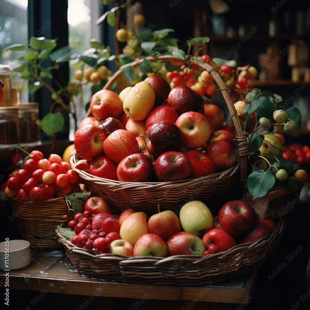 A photo of fresh Apple in fruit shop Generative AI A photo of fresh Apple in fruit shop Generative AI