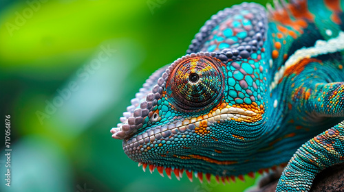 chameleon on a tree branch. Selective focus.