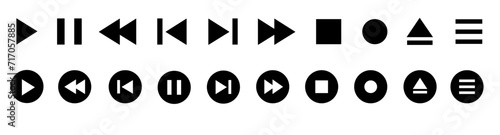 Video play button icon set. Start audio or video action media symbol for apps and websites
