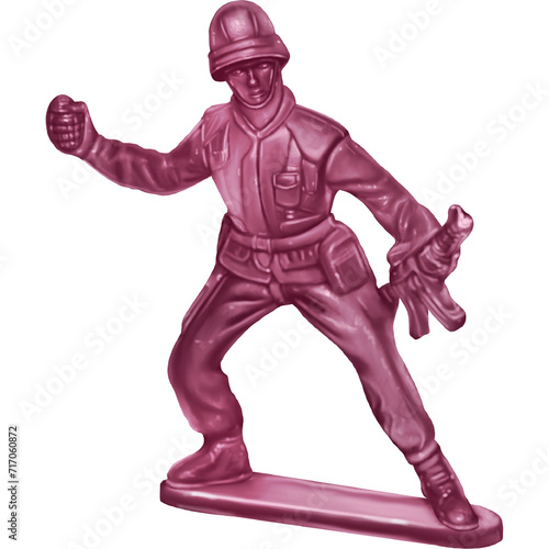 Toy Soldier realistic Pink cartoon character for children watercolor isolated illustration Clipart