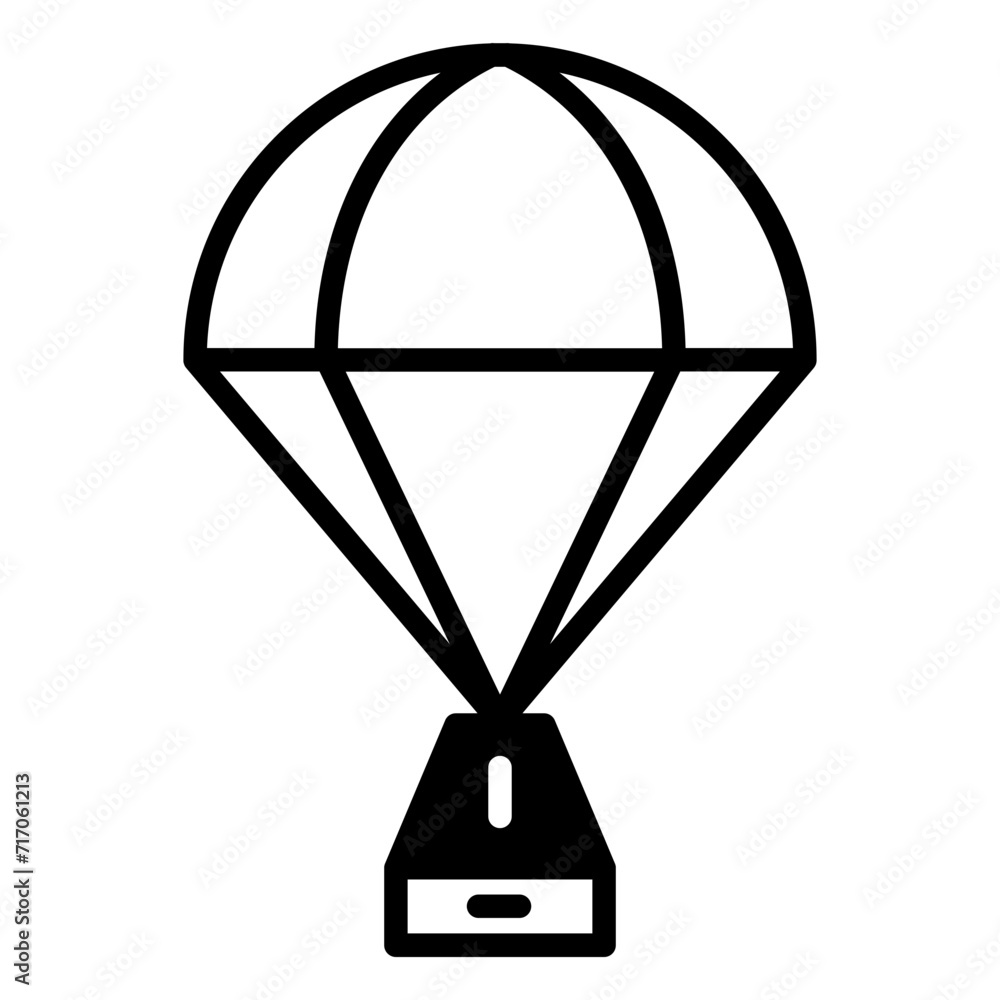 Space parachute solid glyph icon Space parachute solid glyph icon