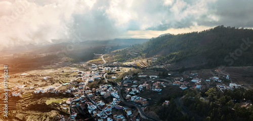 View from above on the houses and vineyards of Vilaflor village, Tenerife island. photo
