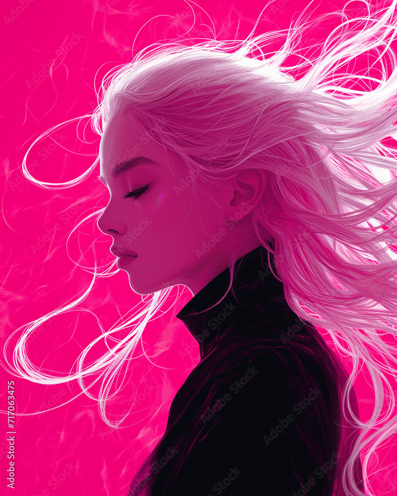 Dynamic Woman with Hair in the Wind Dynamic Woman with Hair in the Wind