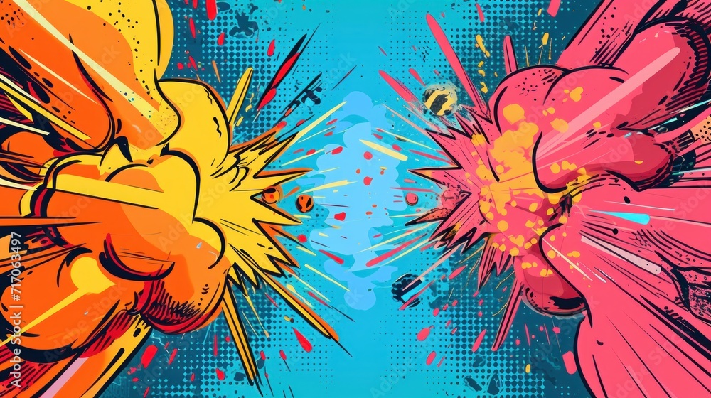 Decorative background with bomb explosive in pop art style