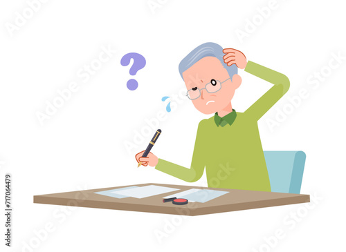 書類の書き方がわからないシニア男性