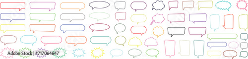 Speech Bubble blank empty line icon set. Talk cloud speech bubbles colorful collection vector isolated on transparent background. Outline vintage design pop art trendy style chat symbol photo