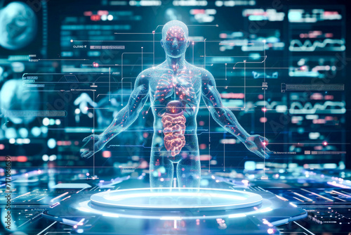 Medical technology concept. Medical research and development. Health care, patient service digital technology, ai integrate, futuristic pharmacy innovation photo