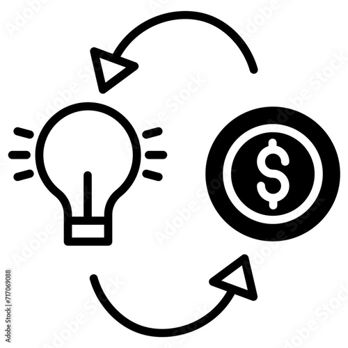 Idea to Dollar solid glyph icon