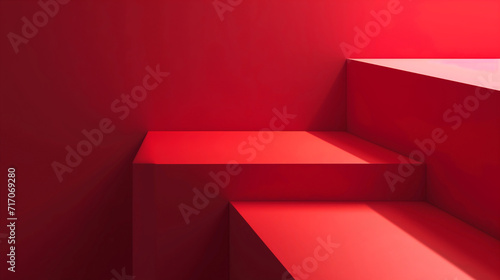 Abstract Red Interior with Sunlight