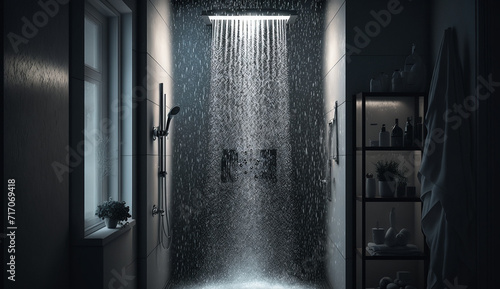 Home decoration overhead divine rain showers interior design realistic impressive image photo