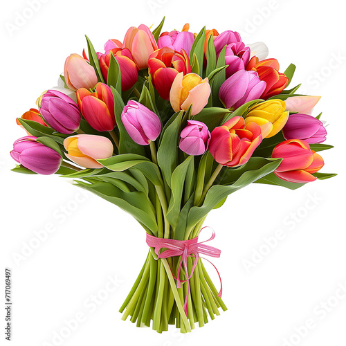 beautiful tulip Flower bouquet for wedding, isolated on transparent background