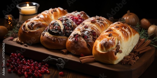 Sweet Bread Bliss Captured in a Visual Feast, Celebrating the Essence of Festive Baking in Serbian Culture. photo
