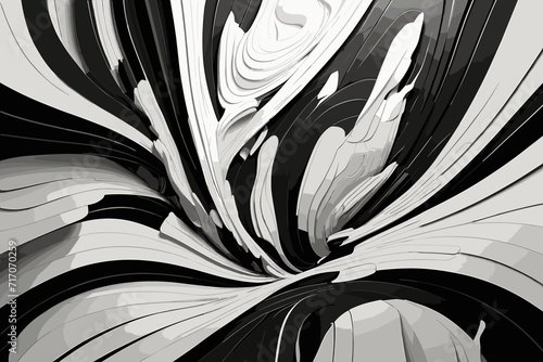 2d illustration, abstract vector wallpaper from lines, black and white