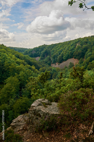 Skäralid crack valley or canyon valley at Söderåsens national park in Skåne county in southern Sweden.