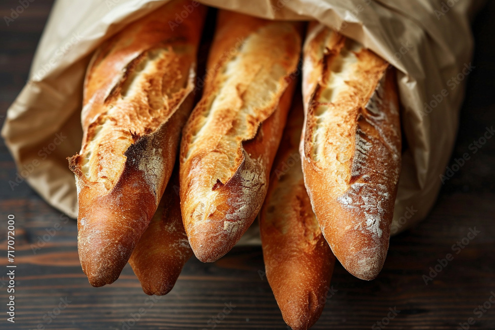 Freshly baked french baguettes 