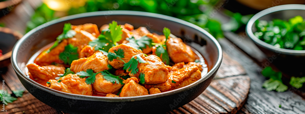 Chicken curry in a plate. Selective focus. Chicken curry in a plate. Selective focus.