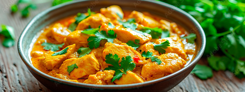 Chicken curry in a plate. Selective focus. Chicken curry in a plate. Selective focus.