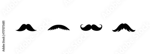 Mustache icon set. Silhouette style. Vector icons