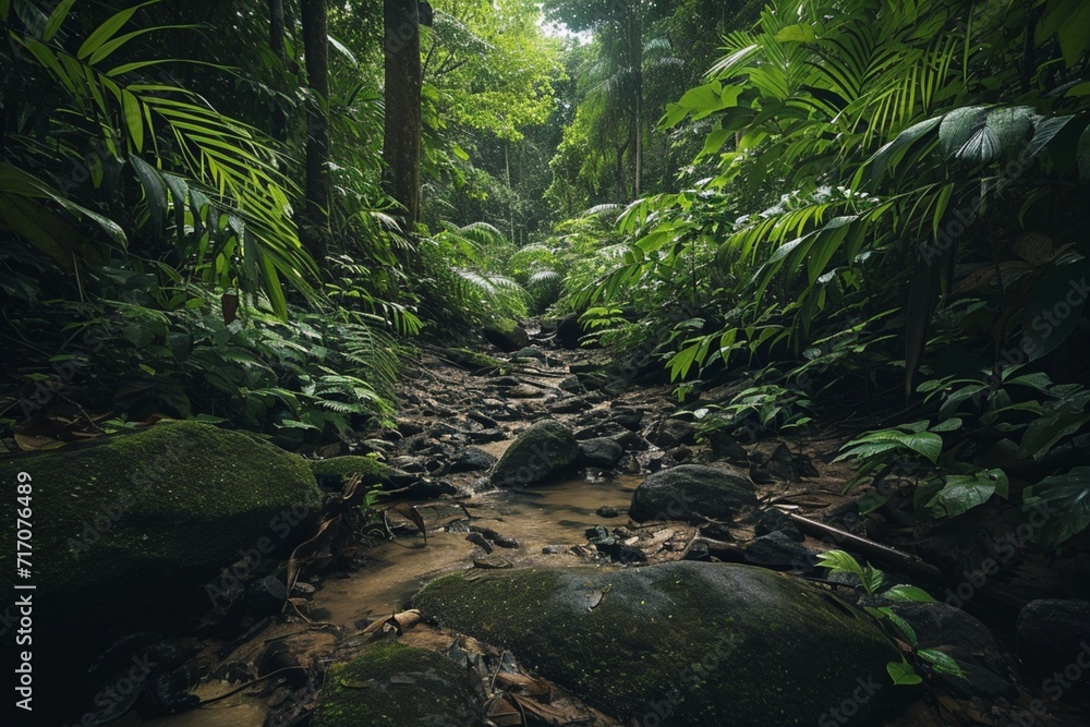 Deep tropical jungles of Southeast Asia in august