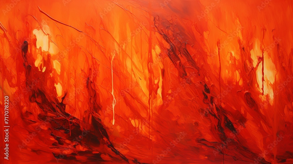 Sunset orange vermillion and crimson fiery acrylic