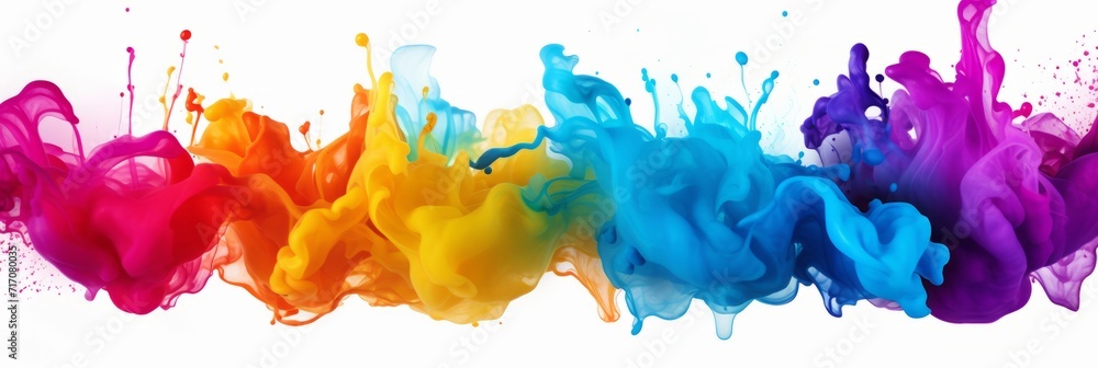 Splash of colorful drop in water isolated on a white background, cloud of colorful ink under water, banner Splash of colorful drop in water isolated on a white background, cloud of colorful ink under water, banner