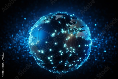 Global communication and networking. connected globe and dotted lines illustration