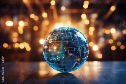 Global communication and networking concept with connected globe for technology theme