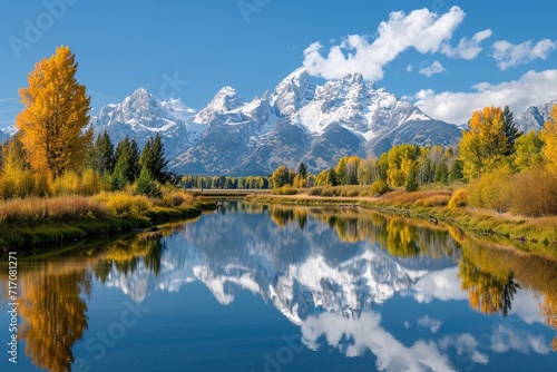 Grand Tetons and reflection