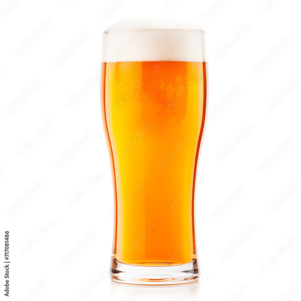 Beer in a tall glass on a white background. Mugs with drink like Ipa, Pale Ale, Pilsner, Porter or Stout Beer in a tall glass on a white background. Mugs with drink like Ipa, Pale Ale, Pilsner, Porter or Stout