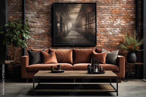 Envision the dramatic impact of a dark-colored interior brick wall, adding depth and character to your living space. 