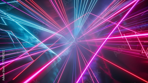 Neon lights with cool laser rays shining background wallpaper