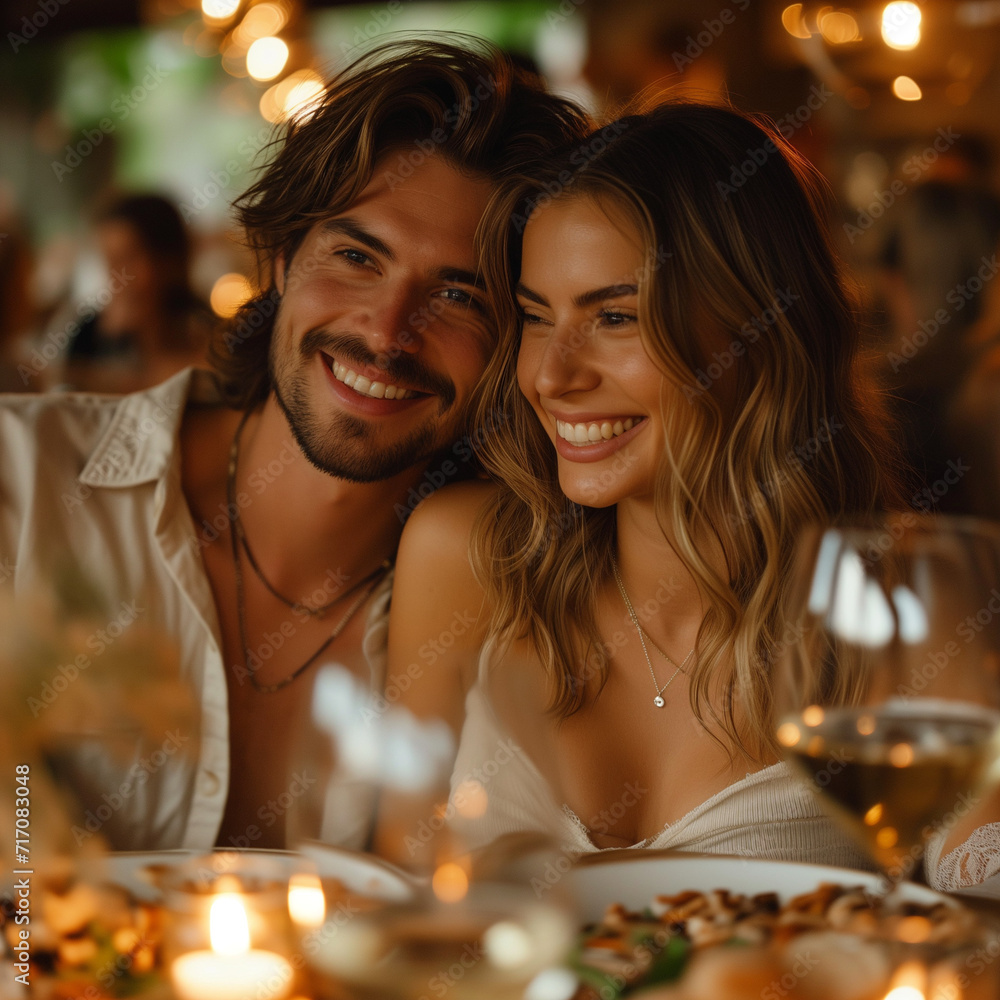 Joyful couple at a cosy restaurant Joyful couple at a cosy restaurant