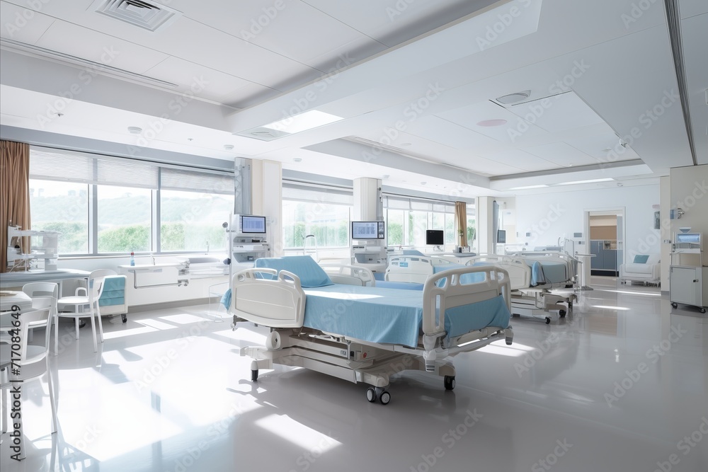 Hospital icu room with life support. emergency medical care and patient monitoring Hospital icu room with life support. emergency medical care and patient monitoring