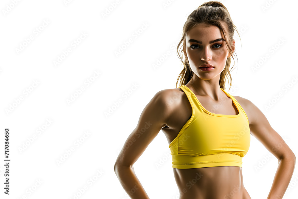Beautiful athletic girl in fitness suit isolated on white background Beautiful athletic girl in fitness suit isolated on white background