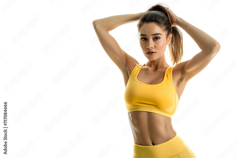 Beautiful athletic girl in fitness suit isolated on white background Beautiful athletic girl in fitness suit isolated on white background