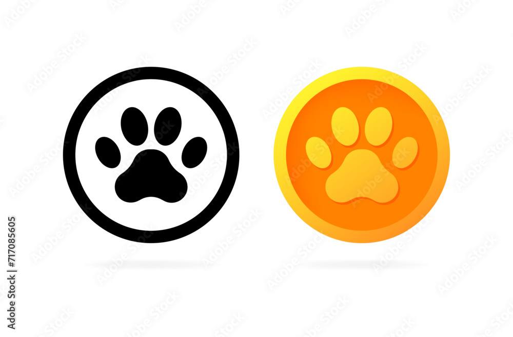 Animal paw icons. Silhouette and flat style. Vector icons Animal paw icons. Silhouette and flat style. Vector icons