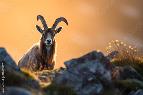Steinbock in den Bergen, Tierfotografie, erstellt mit generativer KI © rawku5