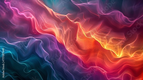 A digital interpretation of aurora borealis in a wavy abstract form, pulsating with ethereal colors
