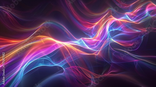 A digital interpretation of aurora borealis in a wavy abstract form  pulsating with ethereal colors