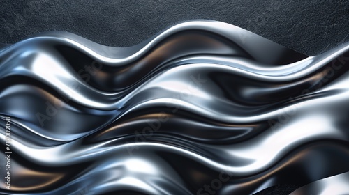 A hypnotic wavy pattern with metallic gradients, giving a sense of fluidity and depth