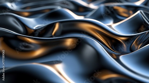 A hypnotic wavy pattern with metallic gradients, giving a sense of fluidity and depth