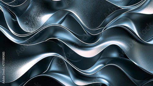 A hypnotic wavy pattern with metallic gradients, giving a sense of fluidity and depth photo