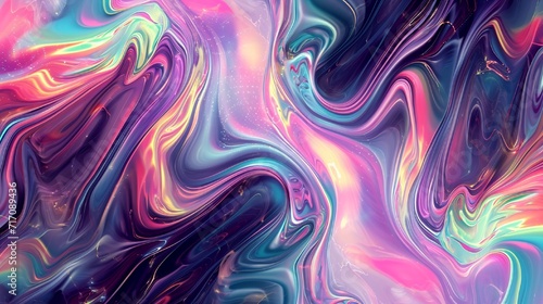 A psychedelic wavy pattern with iridescent hues, transporting viewers to a surreal dreamlike state